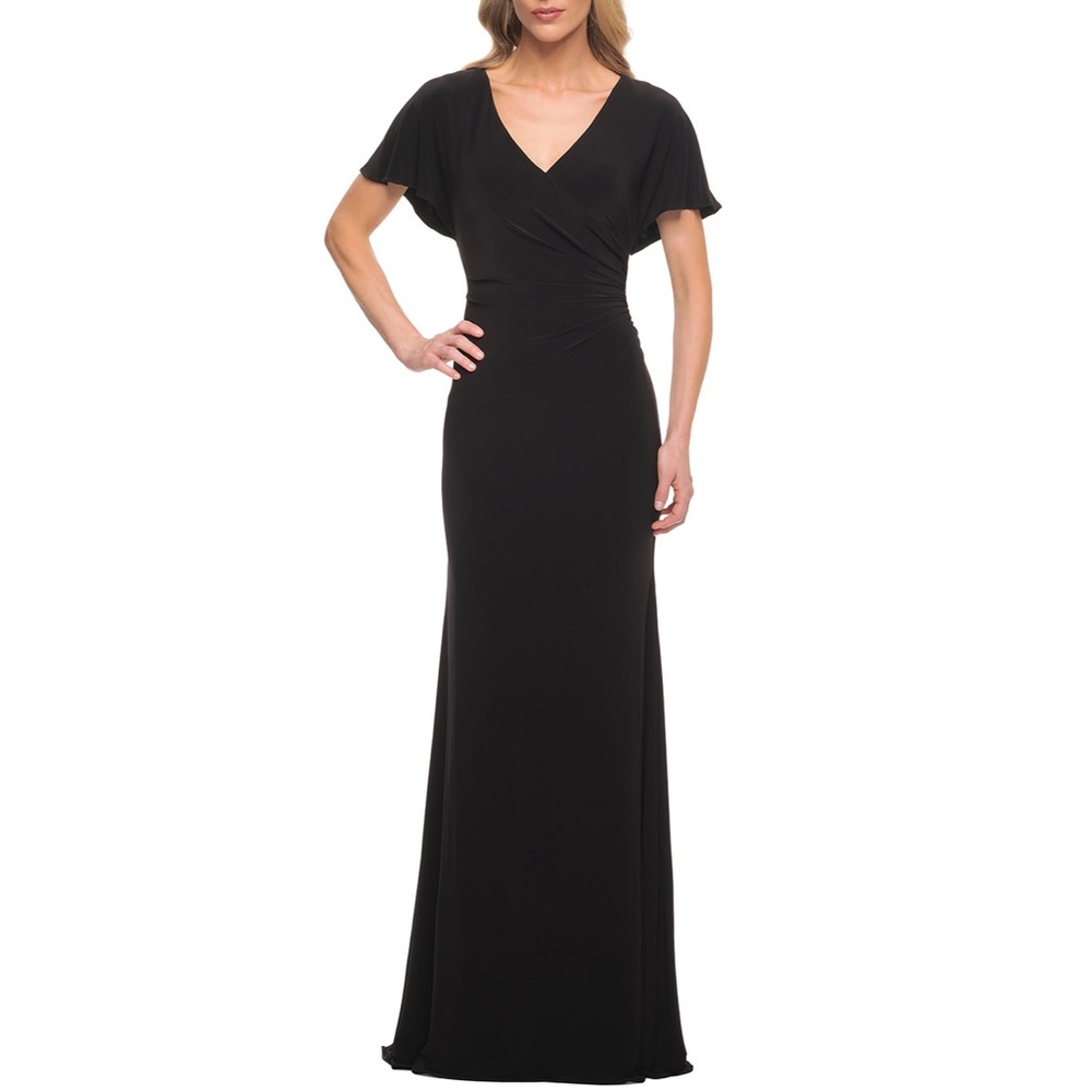 La Femme Ruched Jersey Gown Size 4 Nwot
